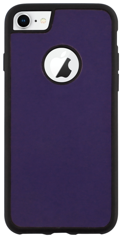 Apple iPhone 7 szilikon tok logó kihagyós gumírozott lila/fekete