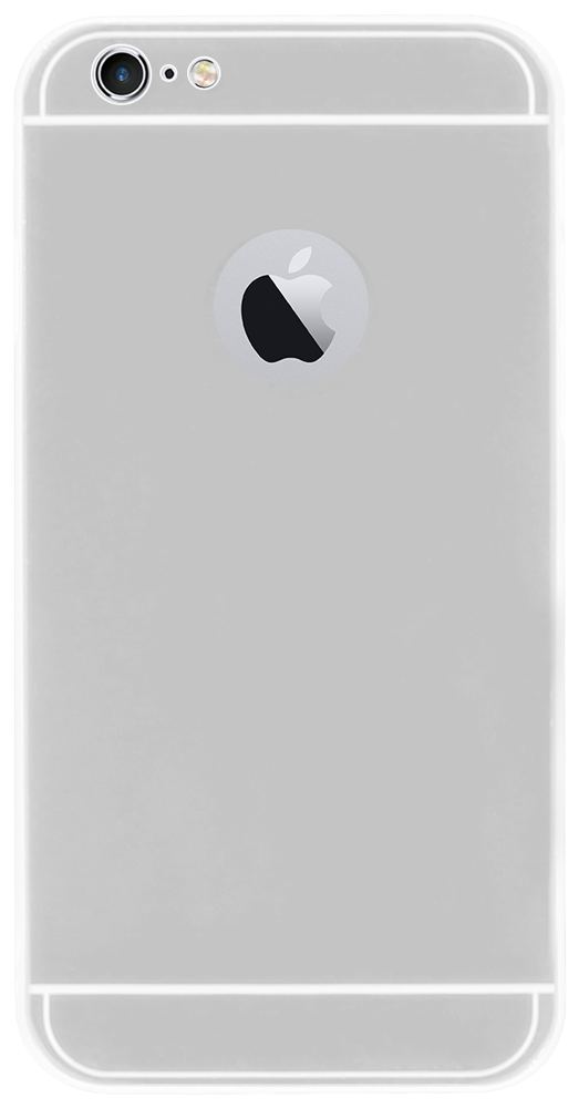 Apple iPhone 6 Plus kemény hátlap logónál átlátszó fém hátlappal ezüst