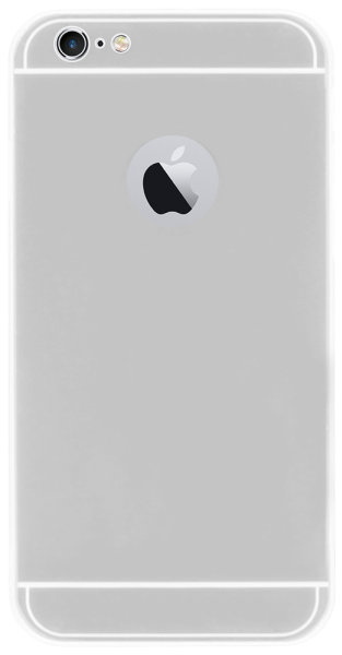Apple iPhone 6 Plus kemény hátlap logónál átlátszó fém hátlappal ezüst