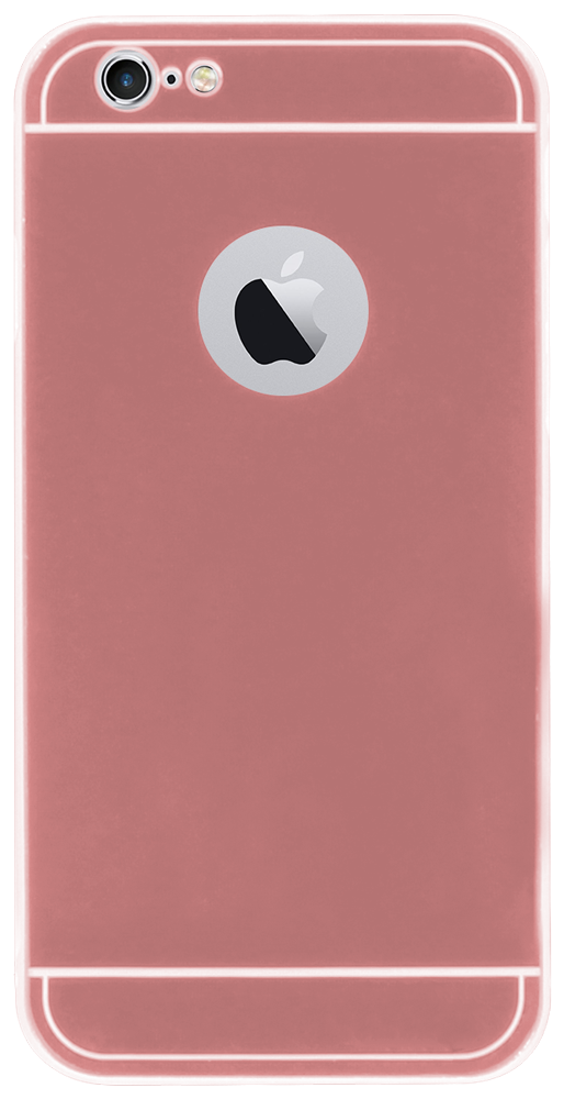 Apple iPhone 6 kemény hátlap logónál átlátszó fém hátlappal rozéarany