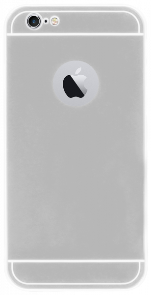 Apple iPhone 6 kemény hátlap logónál átlátszó fém hátlappal ezüst