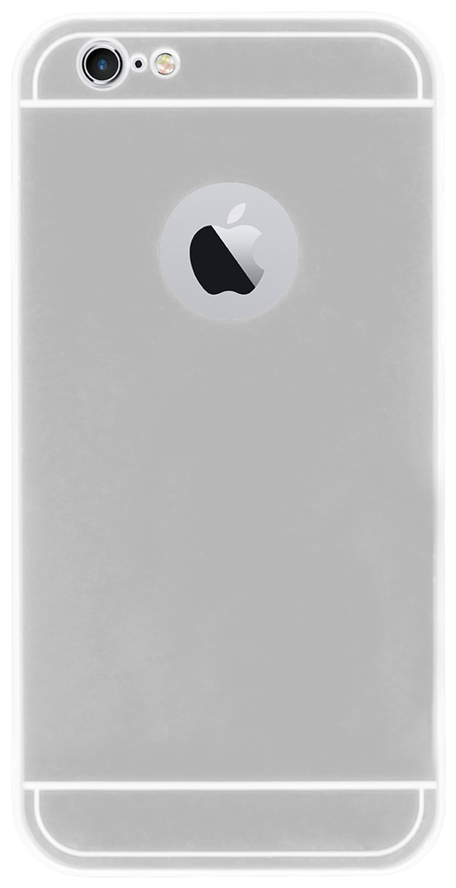 Apple iPhone 6S kemény hátlap logónál átlátszó fém hátlappal ezüst