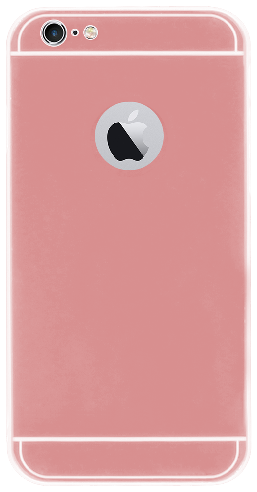 Apple iPhone 6 Plus kemény hátlap logónál átlátszó fém hátlappal rozéarany