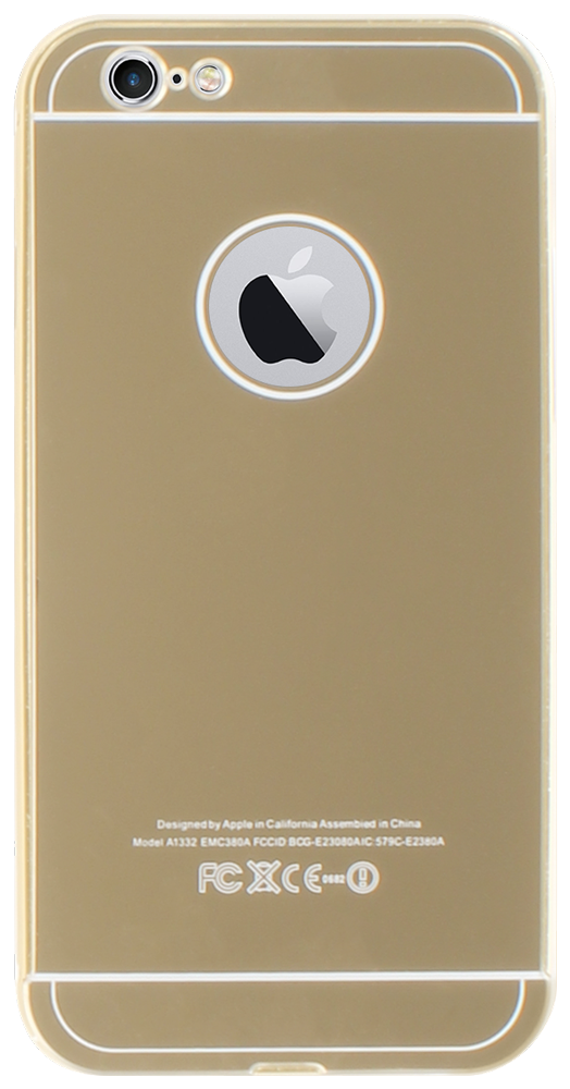 Apple iPhone 6 kemény hátlap logónál átlátszó fém hátlappal arany