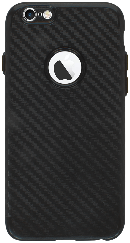 Apple iPhone 6S szilikon tok logó kihagyós karbon mintás fekete