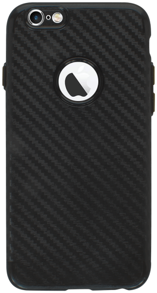 Apple iPhone 6S szilikon tok logó kihagyós karbon mintás fekete