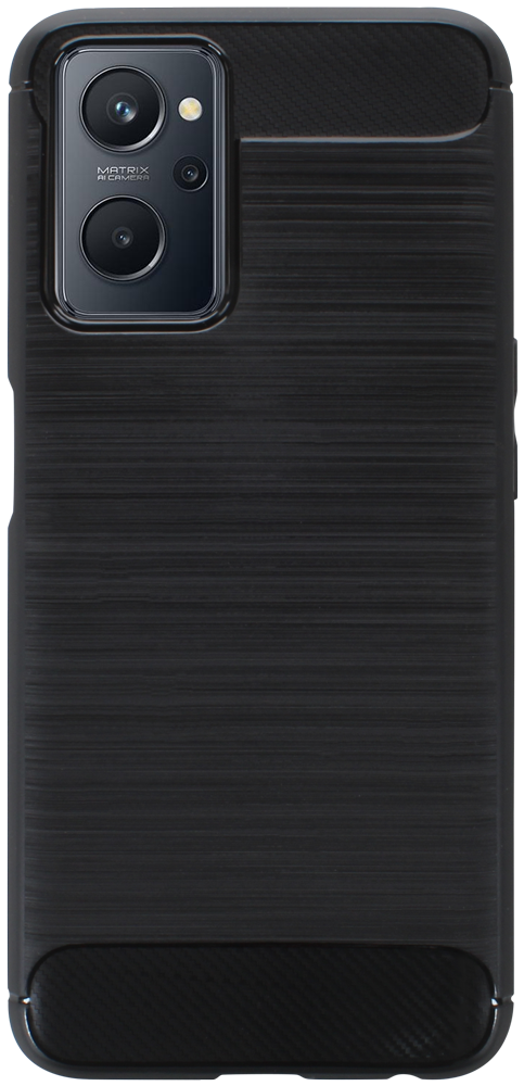 Realme 9i ütésálló szilikon tok szálcsiszolt-karbon minta légpárnás sarok fekete