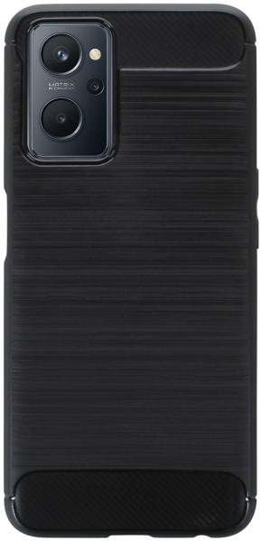 Oppo A96 ütésálló szilikon tok szálcsiszolt-karbon minta légpárnás sarok fekete