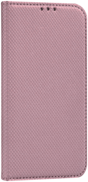 Apple iPhone 14 Plus oldalra nyíló flipes bőrtok rombusz mintás rozéarany