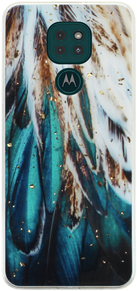 Motorola Moto E7 Plus kemény hátlap Gold Glam Feathers