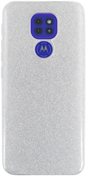 Motorola Moto E7 Plus szilikon tok kivehető ezüst csillámporos réteg átlátszó