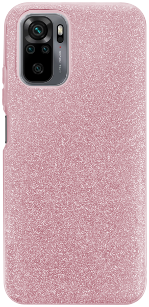 Xiaomi Poco M5s szilikon tok kivehető ezüst csillámporos réteg halvány rózsaszín