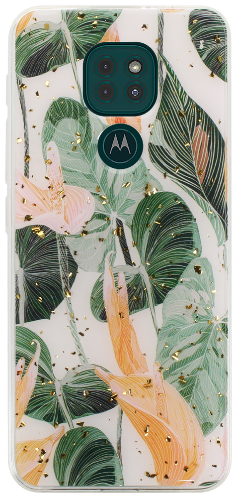 Motorola Moto E7 Plus kemény hátlap Gold Glam Flowerbed