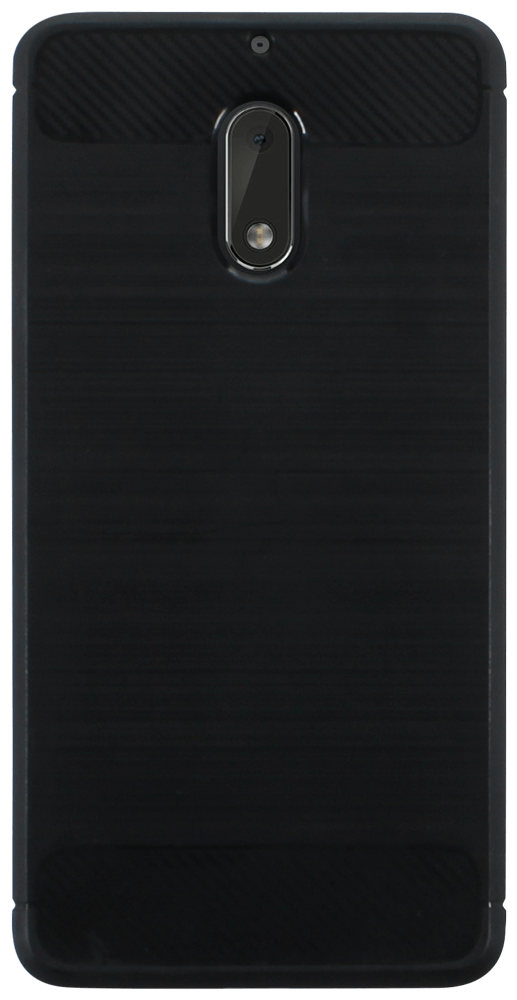 Nokia 6 Dual ütésálló szilikon tok szálcsiszolt-karbon minta légpárnás sarok fekete