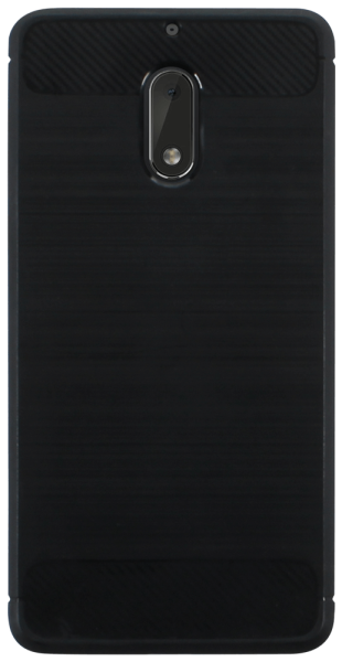Nokia 6 Dual ütésálló szilikon tok szálcsiszolt-karbon minta légpárnás sarok fekete
