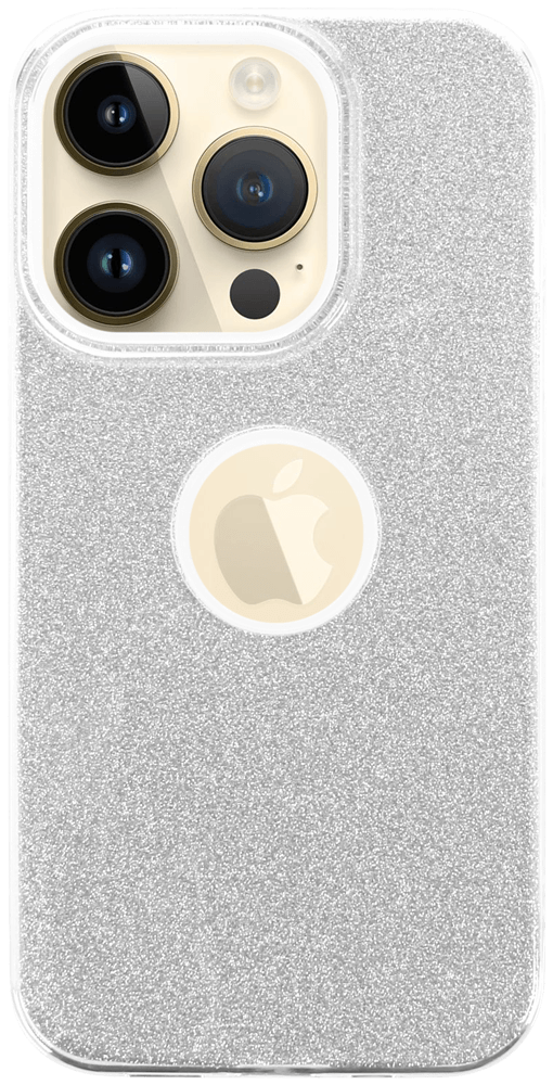 Apple iPhone 14 Pro szilikon tok csillogó hátlap logó kihagyós ezüst