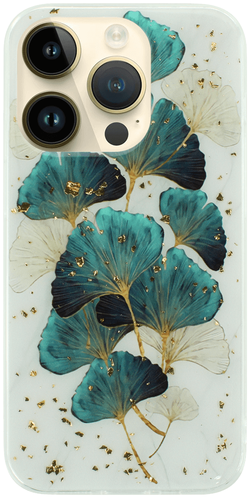 Apple iPhone 14 Pro kemény hátlap Gold Glam Leaves