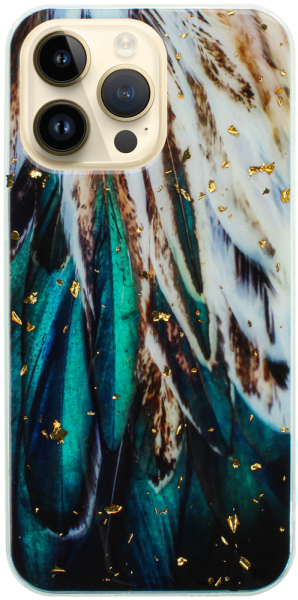 Apple iPhone 14 Pro Max kemény hátlap Gold Glam Feathers