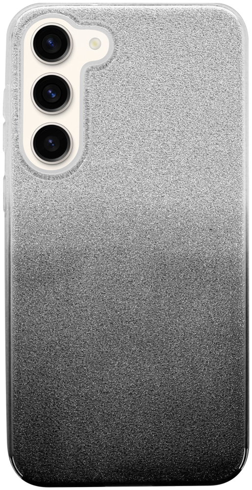 Samsung Galaxy S23 Plus (SM-S916B) szilikon tok csillogó hátlap fekete/ezüst