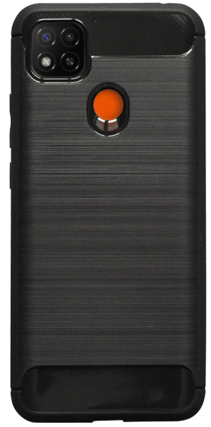 Xiaomi Redmi 10A ütésálló szilikon tok szálcsiszolt-karbon minta légpárnás sarok fekete