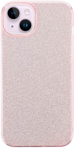 Apple iPhone 14 Plus szilikon tok kivehető ezüst csillámporos réteg halvány rózsaszín