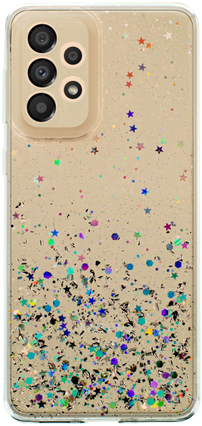 Samsung Galaxy A33 5G (SM-A336) kemény hátlap szilikon kerettel flitteres kameravédővel átlátszó