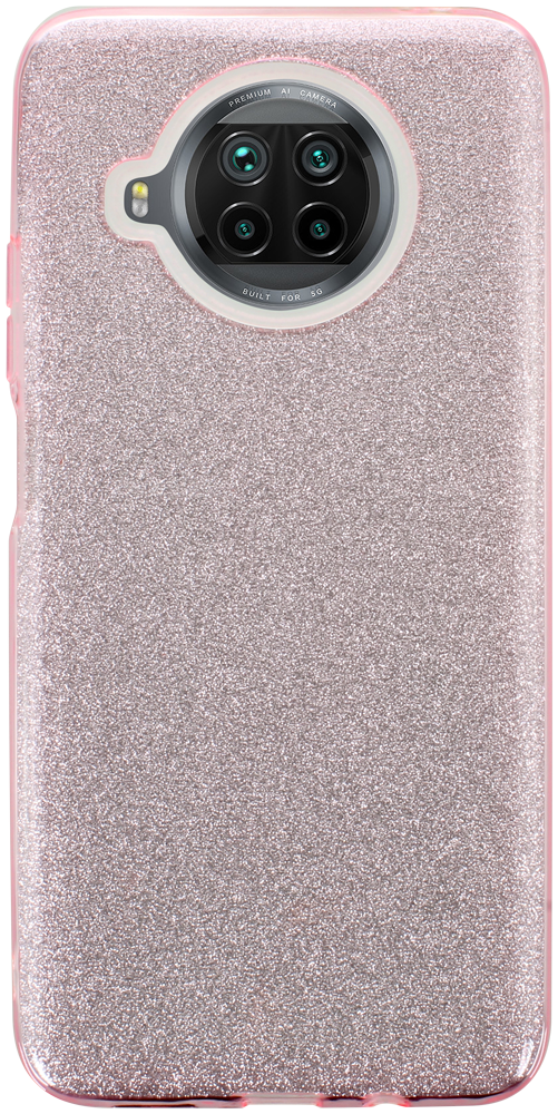 Xiaomi Mi 10T Lite 5G szilikon tok kivehető ezüst csillámporos réteg halvány rózsaszín