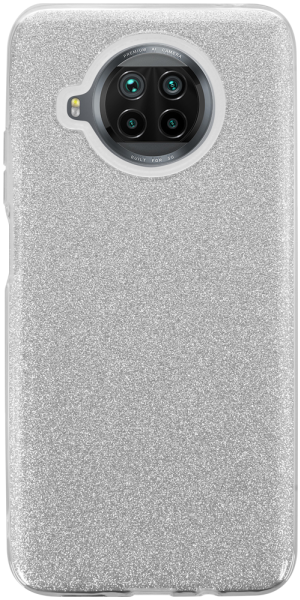 Xiaomi Mi 10T Lite 5G szilikon tok kivehető ezüst csillámporos réteg átlátszó