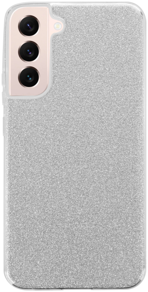 Samsung Galaxy S22 Plus 5G (SM-S906B) szilikon tok kivehető ezüst csillámporos réteg átlátszó
