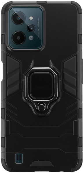 Realme C31 ütésálló tok légpárnás sarkas, hibrid Ring Armor fekete