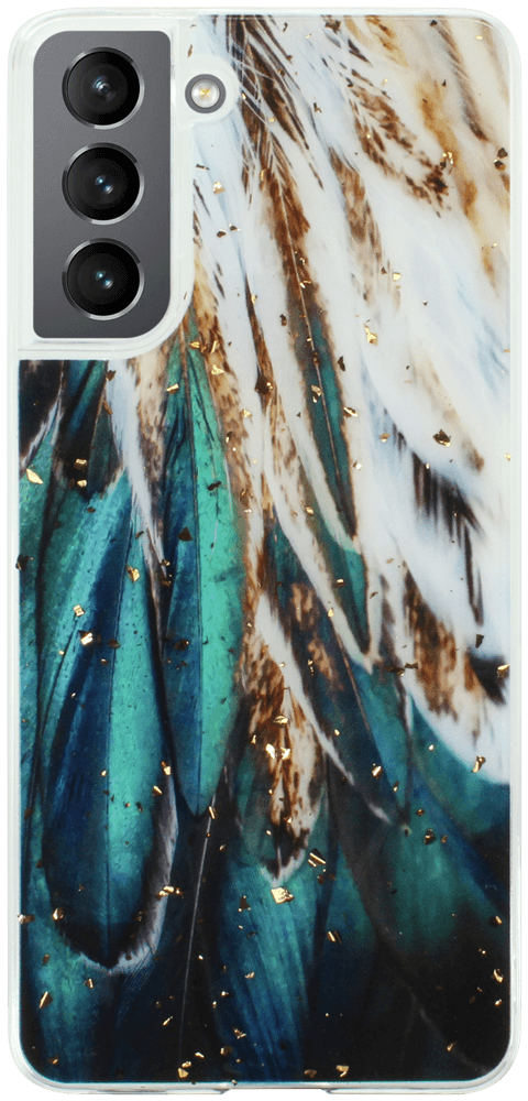 Samsung Galaxy S21 5G (SM-G991B) kemény hátlap Gold Glam Feathers