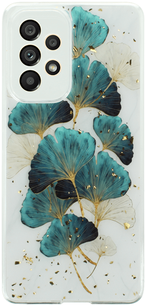 Samsung Galaxy A53 5G (SM-A5360) kemény hátlap kameravédővel Gold Glam Leaves
