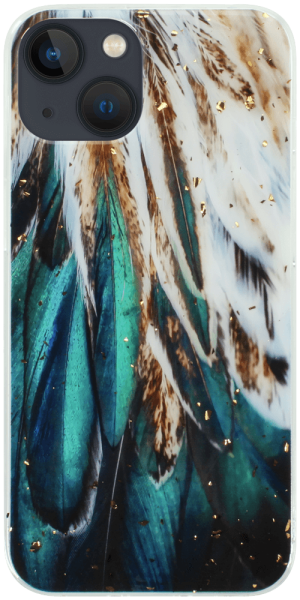 Apple iPhone 13 kemény hátlap Gold Glam Feathers