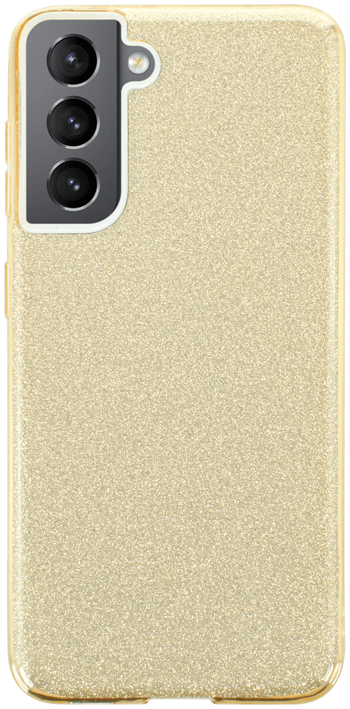 Samsung Galaxy S21 5G (SM-G991B) szilikon tok kivehető ezüst csillámporos réteg halvány sárga