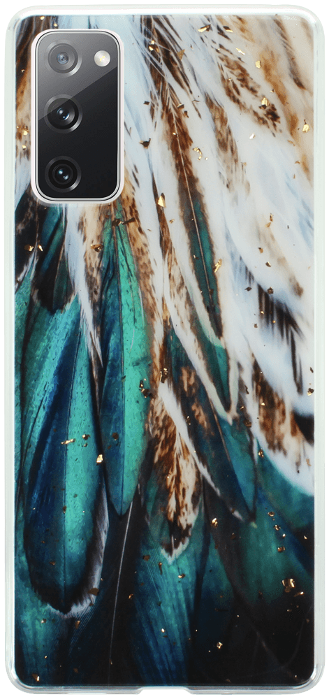 Samsung Galaxy S20 FE kemény hátlap Gold Glam Feathers