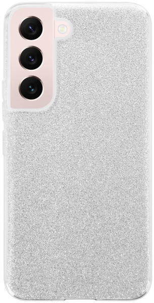 Samsung Galaxy S22 5G (SM-S901B) szilikon tok kivehető ezüst csillámporos réteg átlátszó
