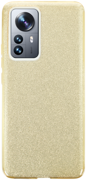 Xiaomi 12 Pro szilikon tok kivehető ezüst csillámporos réteg halvány sárga