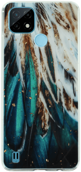 Realme C21 kemény hátlap Gold Glam Feathers