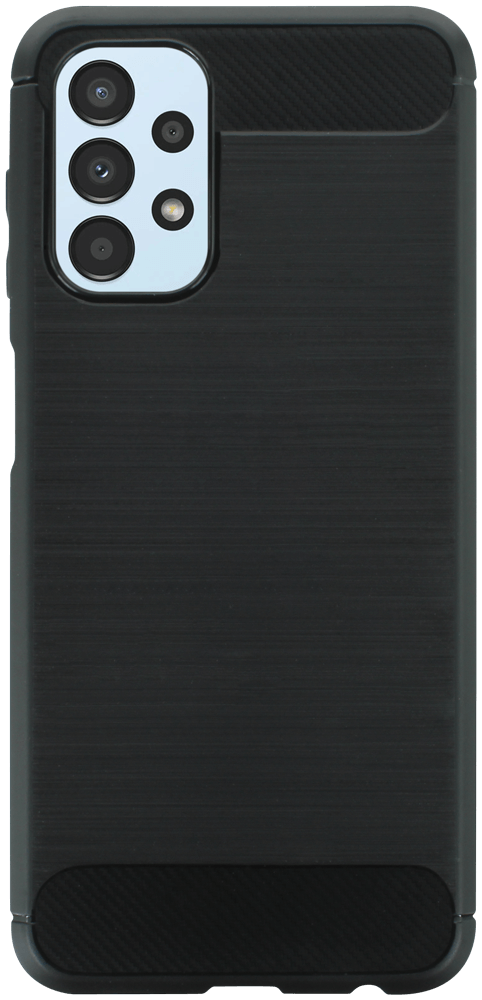 Samsung Galaxy A13 4G (SM-A135F) ütésálló szilikon tok szálcsiszolt-karbon minta légpárnás sarok fekete
