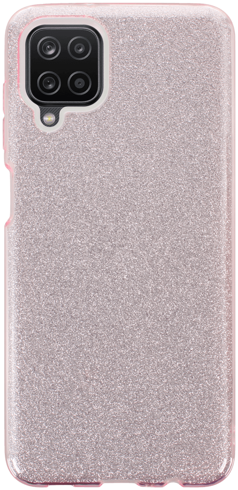 Samsung Galaxy A12 (SM-A125F) szilikon tok kivehető ezüst csillámporos réteg halvány rózsaszín -- 324584