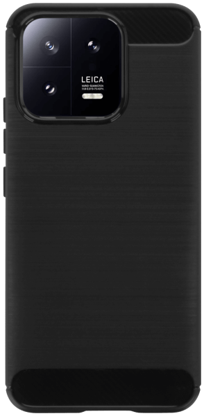 Xiaomi 13 ütésálló szilikon tok szálcsiszolt-karbon minta légpárnás sarok fekete