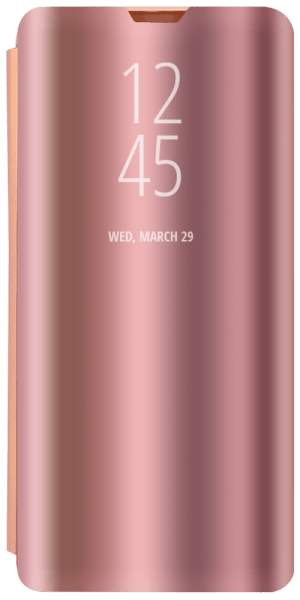 Realme C31 oldalra nyíló flipes bőrtok Smart Clear View rozéarany