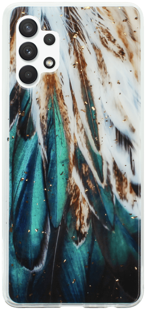 Samsung Galaxy A32 4G (SM-A325F) kemény hátlap Gold Glam Feathers