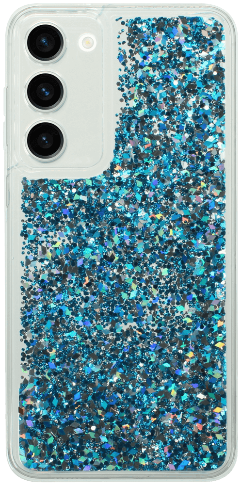 Samsung Galaxy S23 Plus (SM-S916B) szilikon tok gyári Liquid Sparkle kameravédővel kék/ezüst