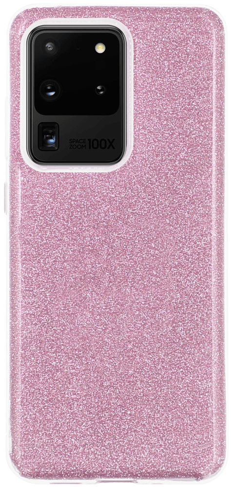 Samsung Galaxy S20 Ultra 5G (SM-G988B) szilikon tok csillogó hátlap rózsaszín