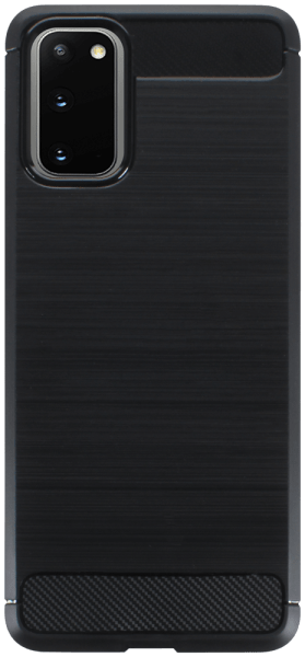 Samsung Galaxy S20 5G (SM-G981F) ütésálló szilikon tok szálcsiszolt-karbon minta légpárnás sarok fekete