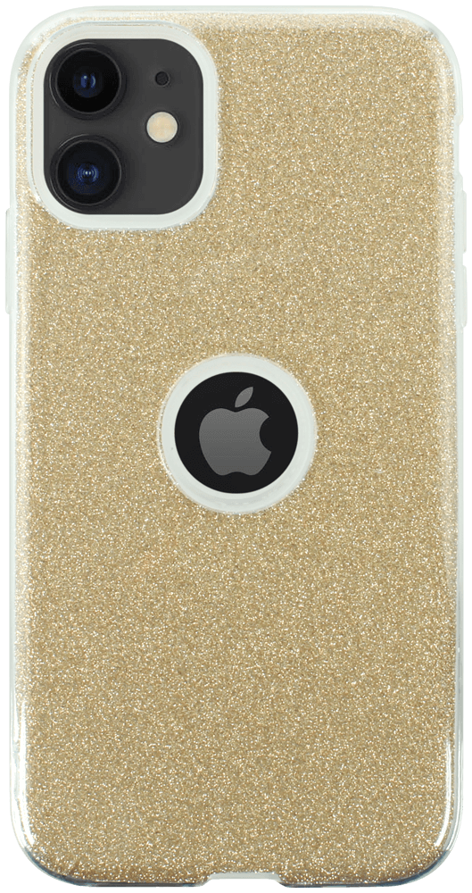 Apple iPhone 11 szilikon tok csillogó hátlap logó kihagyós arany