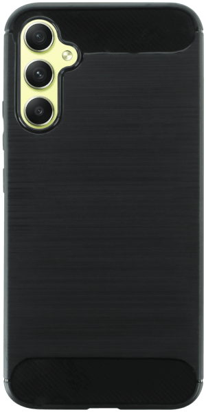 Samsung Galaxy A34 (SM-A346B) ütésálló szilikon tok szálcsiszolt-karbon minta légpárnás sarok fekete