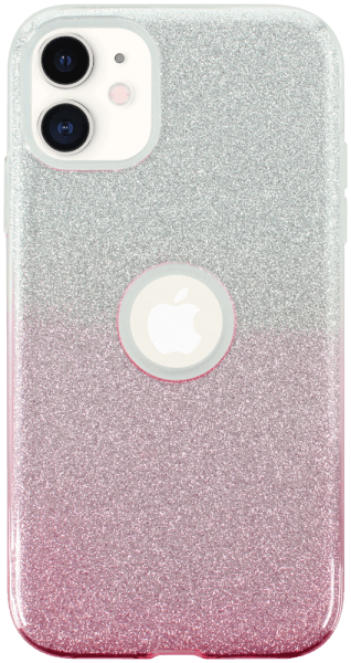 Apple iPhone 11 szilikon tok csillogó hátlap logó kihagyós rózsaszín/ezüst