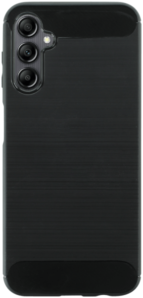 Samsung Galaxy A14 (SM-A145R) ütésálló szilikon tok szálcsiszolt-karbon minta légpárnás sarok fekete